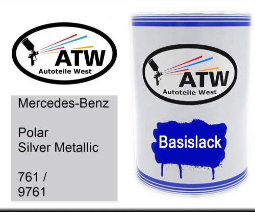 Mercedes-Benz, Polar Silver Metallic, 761 / 9761: 500ml Lackdose, von ATW Autoteile West.